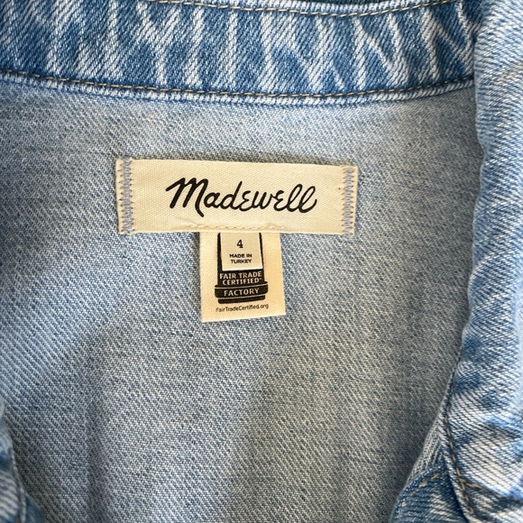 Madewell Denim Cap-Sleeve Shirtdress in Aquino Wash Size 4 Button-Down - Picture 6 of 12